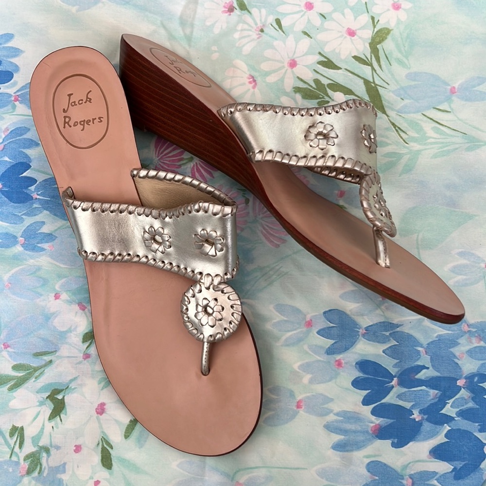 Jack Rogers Silver Wedges